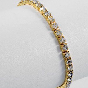 GOLD TONE CLEAR RHINESTONE STRETCH BRACELET